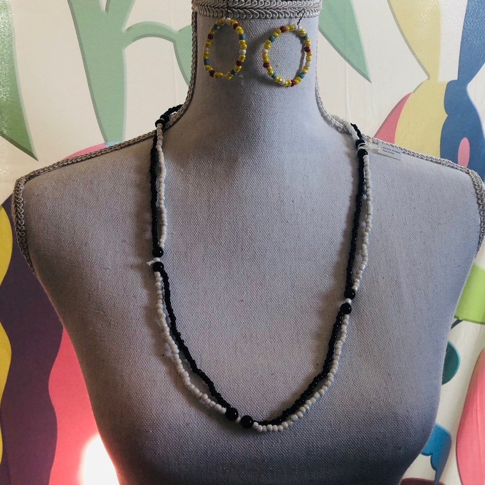 Glass bead earrings & necklace bundle